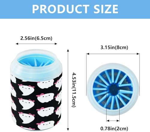 Halloween Cute Ghosts Dog Paw Cleaner Cup, Portable Paw Washer with Soft Silicone Brush, Pet Foot Cleaner for Small Medium Large Dogs Cats, 2.56x4.53 Inch