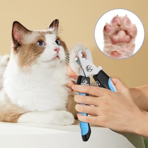VIWIK Dog Nail Trimmers for Large Medium Dogs, Cats, Professional Dog Nail Clippers with File Quick Sensor & Safety Guard to Avoid Overcutting, Pet Claw Paw Clipper for Grooming with Toenail File Blue
