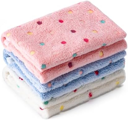 1 Pack 3 Blankets for Dog Puppy Cat (Medium 30x20'', White, Pink, Blue)