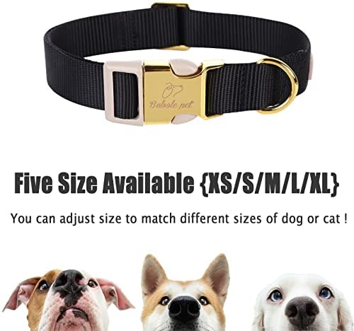 Nylon Dog Collar - Adjustable Black Soft Webbing Dog Collars for Small Medium Large Dogs Boy Girl Puppy Collar with Safety Metal Buckle XS