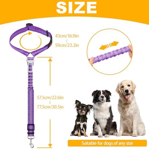 2-Pack Dog Car Seat Belt, 3-in-1 Headrest-Mounted Dog Seatbelt for Car, Adjustable Nylon Pet Safety Leash with Elastic Buffer & Reflective Stitching, Durable Car Harness for Dogs Fits Most Vehicles