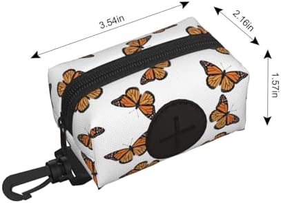 Puppy Dog Waste Bag Holder Butterfly Flying, Lightweight Waterproof Pouch with Carabiner for Leash Attachment