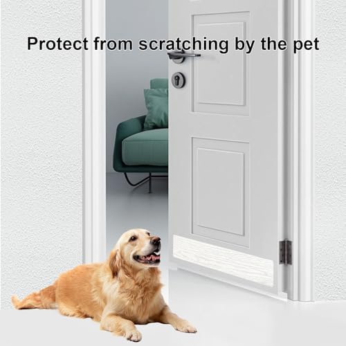 Dog Door Protector from Scratching, Steel Guard, White Oak Woodgrain 6"x30"
