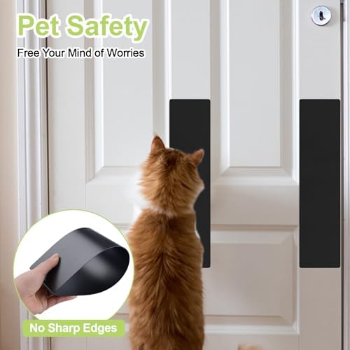 2pcs Door Scratch Protection Plates, Clear Door Protector for Dog Cat Scratching Anti-Scratch Base Cover for Wall Doors Cupboard(Matte Black, 41 * 10cm)
