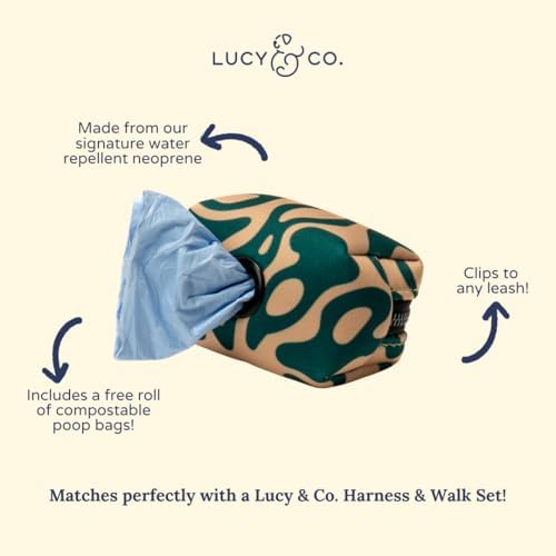 Lucy & Co. x Parks Project Geyser Dog Poop Bag Holder and Dispenser, Clips to Leash, Water-Repellent Neoprene, Includes Refill Roll