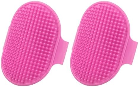 Dog Bath Brush, Silicone Pet Shampoo Brush with Adjustable Ring Handle Massage Scrubber Comb(2Pcs, Pink), for Long Short Hair Dogs and Cats Bathing Cleaning Shampooing