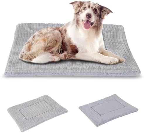 BVAGSS Dog Bed Mat,Reversible Crate Pad, Memory Foam Beds, Soft Warm Pet Cushion for Small Medium Dogs, Washable Pet Sleeping Mattress Kennel Bed Pad XH079 (36''x23''x1.6'',Grey)