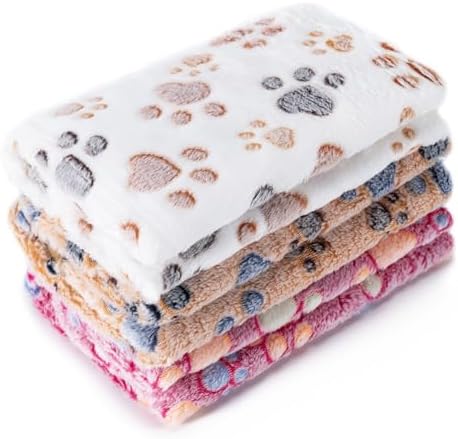 1 Pack 3 Blankets for Dog Puppy Cat (Large 41x31'', Brown, Pink, White)