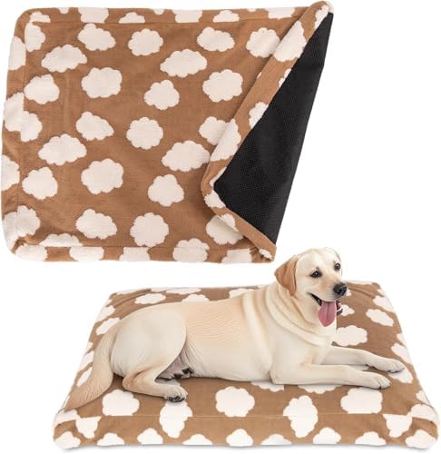 Faux Fur Dog Bed Covers – Ultra Soft Rose Velvet, Removable & Washable, Cozy & Durable,Large Pet Bed Cover Only (No Filling) – Gray, (Z-Brown, 44" L x 32" W x 4.5" Th)