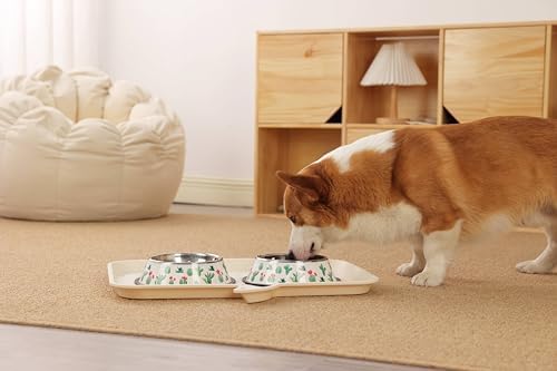Stainless Steel Dog Bowls, Food and Water Non Slip Anti Skid Stackable Pet Puppy Dishes for Small, Medium and Large Dogs (2 Pack)