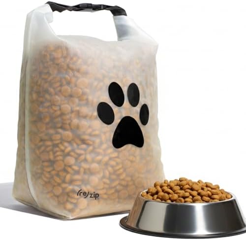 (re)zip Large Pet Food Storage Bag & Kibble Carrier, 40-Cup Roll Top, Black
