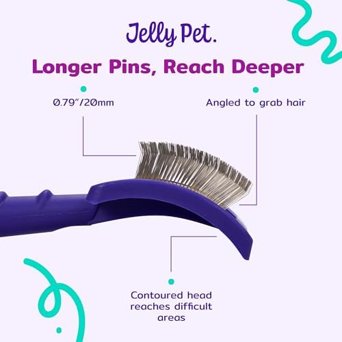 Jelly Pet Universal Slicker Brush for Dogs, Dog Grooming Brush, Remove Tangles/Dead Undercoat, Tuffer Than Tangles, Doodle Huskie Sheep Dog Golden Retriever German Shepherd, Soft Pin, Purple, Large