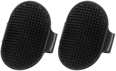 Dog Bath Brush, Silicone Pet Shampoo Brush with Adjustable Ring Handle Massage Scrubber Comb(2Pcs, Black), for Long Short Hair Dogs and Cats Bathing Cleaning Shampooing