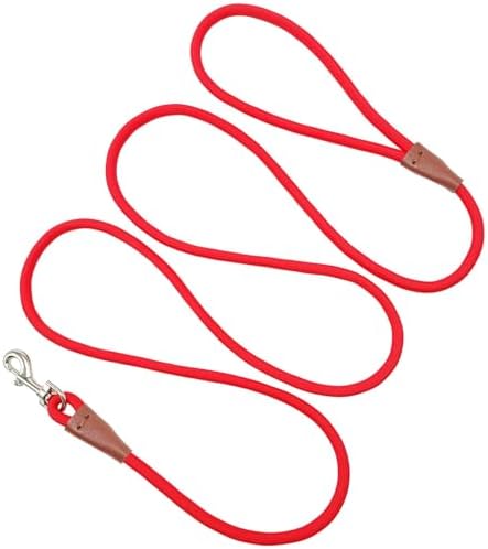 MayPaw Small Rope Dog Leash 6FT 8FT 10FT, 1/4-in Lightweight Pet Leash for Small Dogs/Puppy/Cats, Classic Colors Round Dog Lead (6ft*1/4", red)