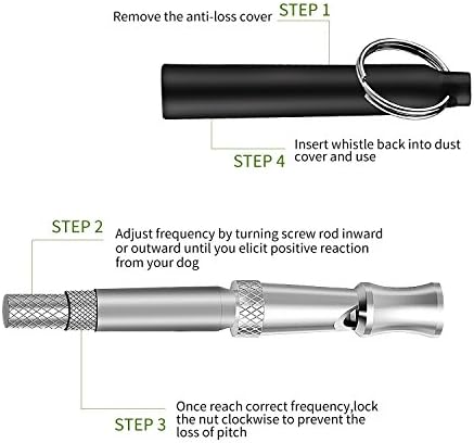 Dog Whistle to Stop Barking, Adjustable Pitch Ultrasonic Training Tool Silent Bark Control for Dogs-2 Free Lanyard Strap with Pack of 2 PCS Pet Whistle