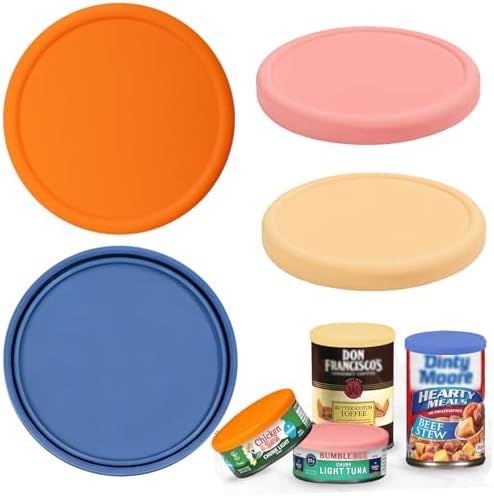 4 Inch Silicone Tuna Can Lids for Bumble Bee, 4 Pack Reusable Can Cover Topper for Chicken of the Sea, Silicone Can Lids for DINTY MOORE Stew Can 15oz or DON FRANCISCO'S coffee Can 12oz