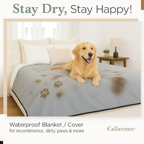 Waterproof Blanket for Bed or Couch – Soft and Leakproof Waterproof Throw Blanket, Water Proof & Stain Resistant Easy to Clean Throw Blanket Cover for Adults or Pets, Reversible Grey 60"x80"