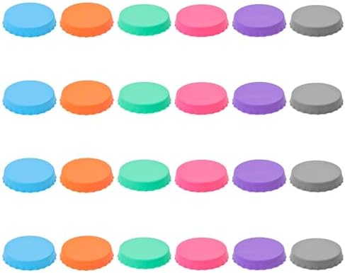 Soda Can Lids Set of 24, Silicone Cans Covers Lids, Reusable Colorful Drink Cans Protector, 2.1 Inch Spill-proof Dust-proof Soda Lid, Food Grade Can Cover, for Coke Beer Energy Drink