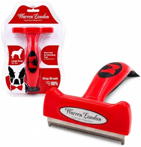 Warren London Deshedding Brush for Large Short Hair Dogs, 4 Inch