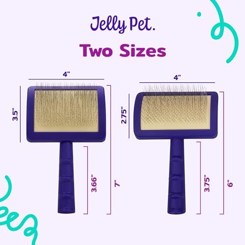 Jelly Pet Universal Slicker Brush for Dogs, Dog Grooming Brush, Remove Tangles/Dead Undercoat, Tuffer Than Tangles, Doodle Huskie Sheep Dog Golden Retriever German Shepherd, Soft Pin, Purple, Large
