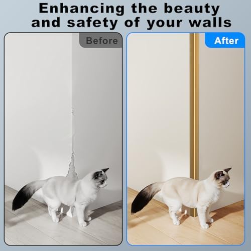 Golden Wall Corner Protector, 4Pcs, Length 35.4in, Width 0.79in - Self Adhesive Metal Corner Protector for Aluminum Trim molding, Cabinet Edge Guard, Easy to Install