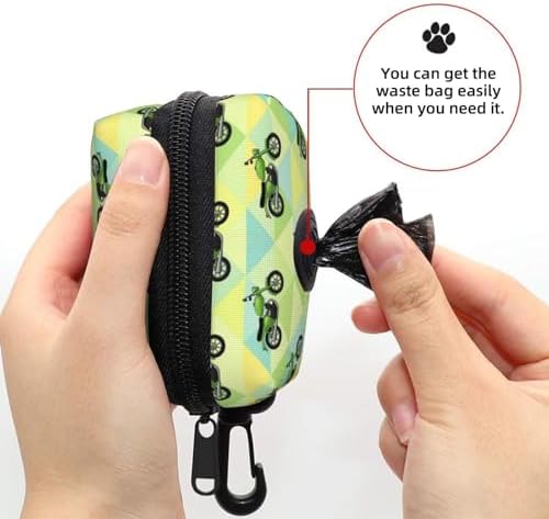 Pet Waste Bag Dispenser Motorcycle Motorbike Motor Bicycle Dirt Bike Mint Gree, Dog Poop Bag Holder with Carabiner Clip
