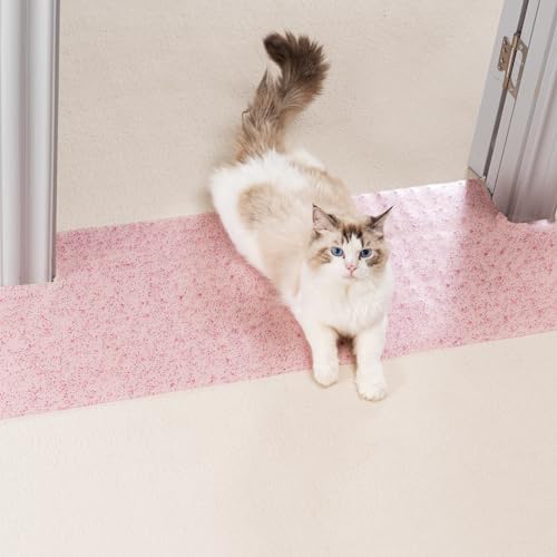 Uross Carpet Protector for Pets - Purple Cat Carpet Protector for Doorway, Anti Scratch Under Door Cat Protector Mat, Easy to Cut Plastic Scratch Stopper Guard Carpet 3.6FT