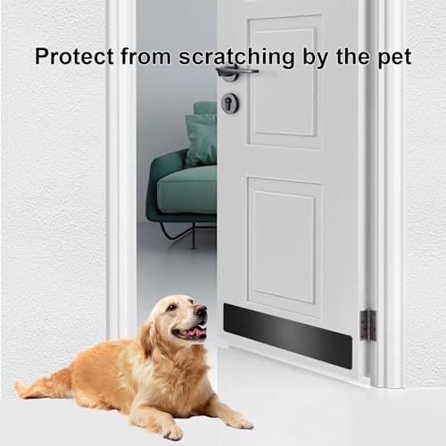 Dog Door Protector from Scratching, Steel Guard, Brushed Black 6"x30"