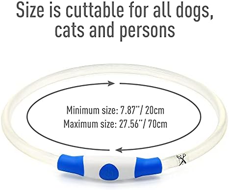 Colaseeme Light Up Dog Collar, USB Rechargeable LED Glow, Blue