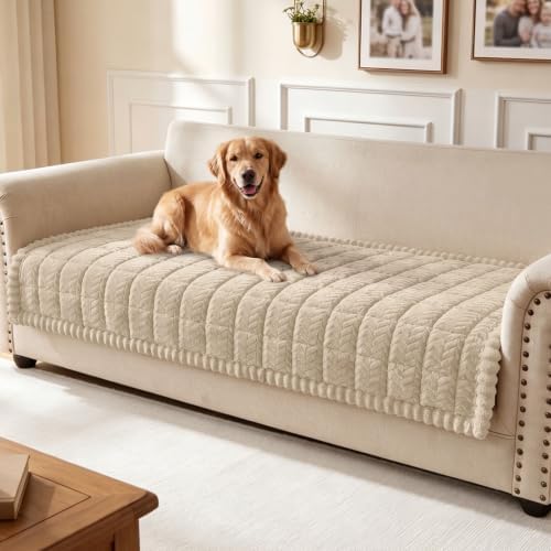 Smiry Couch Cover for Dogs, Non Slip Fuzzy Pet Sofa Covers Washable