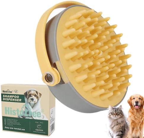 Yellow Dog Bath Brush for Bathing&Shedding Dog Shampoo Brush
