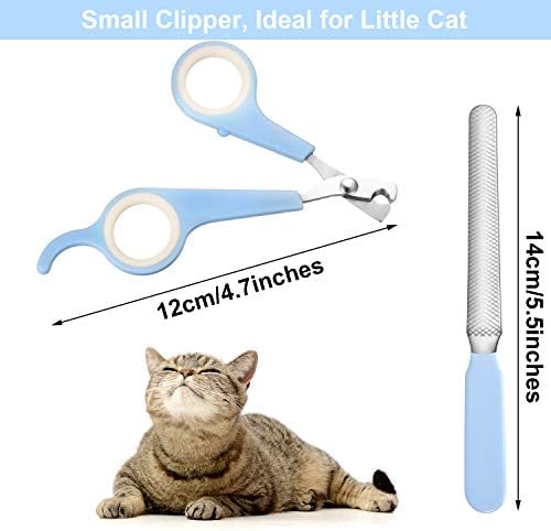 Mudder 4 Pieces Dog Nail Clippers Kit Dog Cat Pets Nail Clippers and Trimmers with Safety Guard to Avoid Over Cutting for Large Small Animals Pet Grooming (Blue and White)