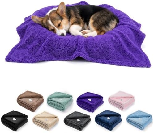 Waterproof Dog Blanket Sherpa Fleece Blankets Pet Blankets Bed Blanket Liquid Pee Proof Throw Blanket for Couches Beds Sofa Reversible Furniture Protector Cover 85x85in Cozy Washable Purple