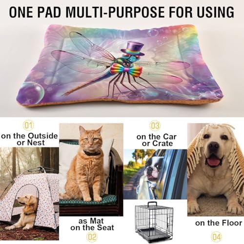 Joko Ivery Hat Bow Tie Pastel Dog Cat Bed for Crate Soft Crate Pad Anti Slip Crate Mat Machine Washable Sleeping Mats for Puppy Dogs Cats Indoor Pet Supplies 24×18 in