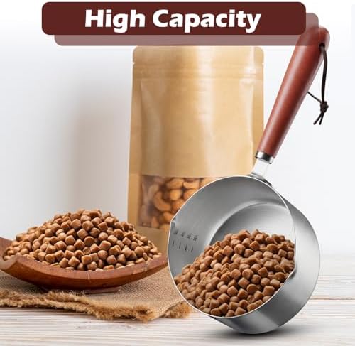 1 Cup Dog Food Scoop Dog Food Measuring Cups,1 Cup Measuring Cup Pet Food Scoop with Wooden Handle for Dog Cat Foods