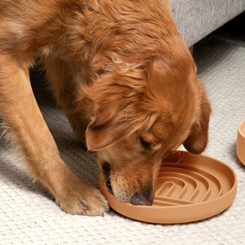 Slow Feeder Dog Bowl - Silicone Dog Bowl, Large, 9.5" x 1.5" - Terracota