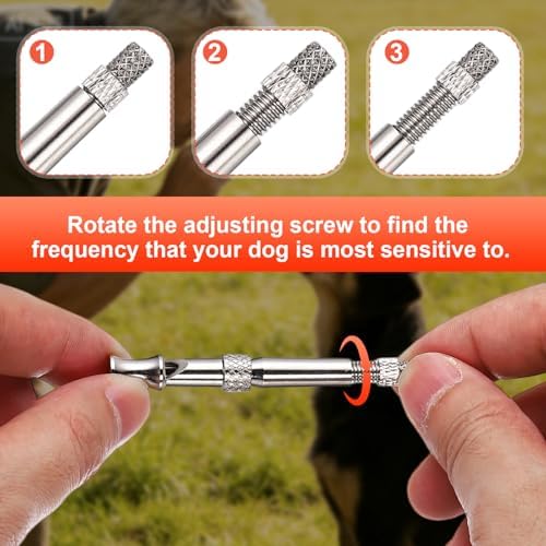 Dog Whistle, Dog Whistle to Stop Barking, Adjustable Ultrasonic Silent Pet Barking Stopper with Lanyard, (White/Red, 2 Pcs) Intended for All Puppies/Recall Control/Command Training