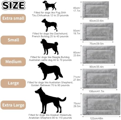 Dog Crate Pad, Washable Cozy Dog Bed Mat for Medium Dogs 36"x23", Gray