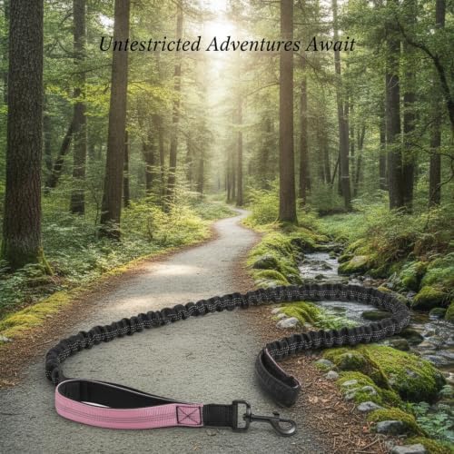 1 Pack Hands Free Dog Leash, Adjustable Nylon Waist Belt with Shock-Absorbing Bungee and Reflective Strips for Running and Hiking