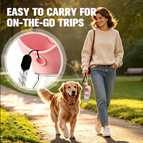 Portable Dog Water Bottle Attachment, Foldable Pet Water Bowl for Walks