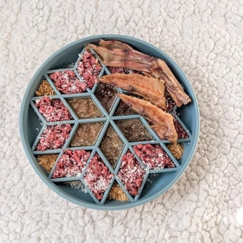 OHMO Slow Feeder Dog Bowl, 5.9" Lick Mat for Dogs, Diamond, Light Blue