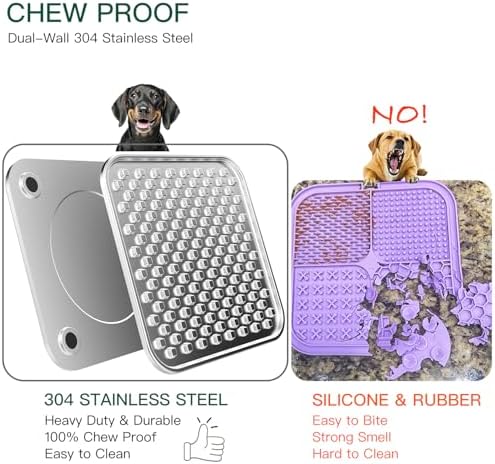 Lick Mat for Dogs & Cats, Double-Wall Stainless Steel, Large-2Pack