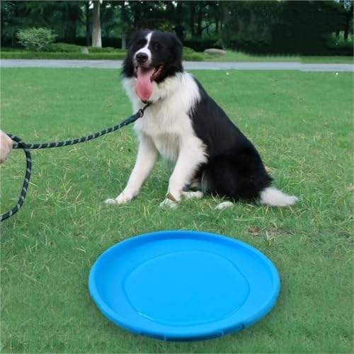 Interactive Silicone Flying Saucer Toy for Dogs and Cats Chew Resistant Flying Disc Pet Game Perfect(Yellow,L-22CM)