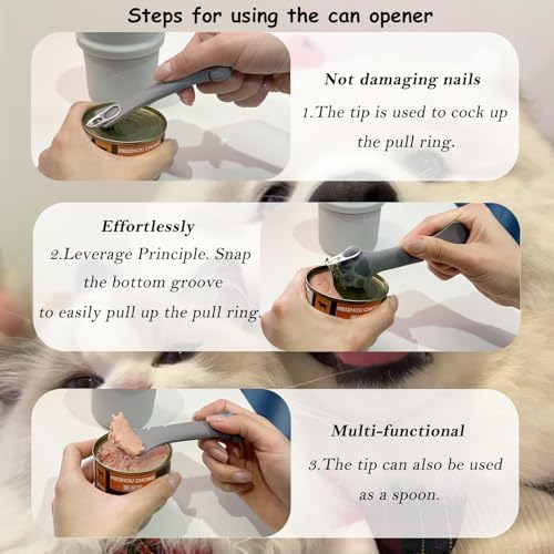 Original Canned Dog Food Storage Container & One Can Spoon | Silicone Can Cover Pet Food Sealer & Cute Paw Shape Opener Spatula | BPA Free, Airtight, Dishwasher & Freezer Safe (Grey+Dark Blue)