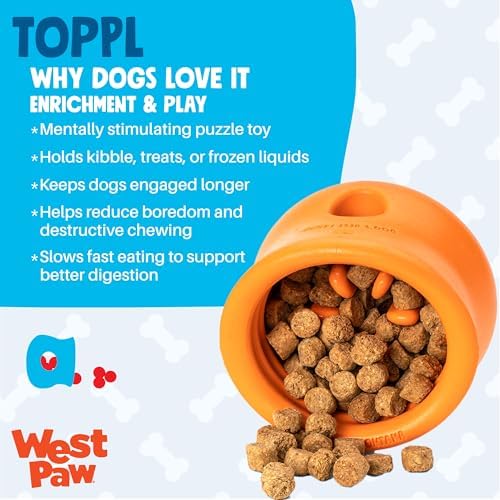 WEST PAW Zogoflex Toppl Interactive Treat Dispensing Puzzle Dog Toy for Mental Stimulation & Enrichment-Holds Kibble & Treats-Lickable, Freezable & Dishwasher Safe-Made in USA-XL-Cardinal Red