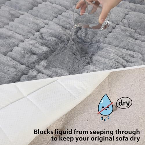 Fixwal Waterproof Flannel Dog Couch Cover, 27.6" x 94.5", Light Gray