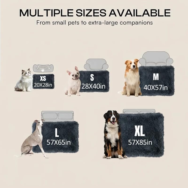 Pet Blankets Waterproof Fluffy Fleece Blanket Cat Dog Blankets Liquid Pee Proof Throw Blanket Reversible Furniture Protector Cover Washable for Couches Beds Sofa 57"x40" Grey