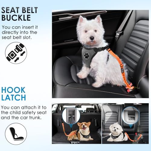 Lukovee Dog Seat Belt, 2 Pack, 3-in-1 Headrest & Seatbelt Clip & Latch