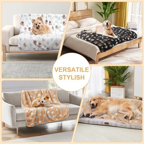 3 Pack Blanket for Large Dogs Soft Reversible Cute Paw 40"x31"
