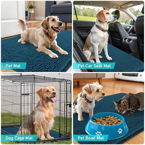 OLANLY Dog Door Mat for Muddy Paws 40x24, Super Absorbent Chenille Mud Mat